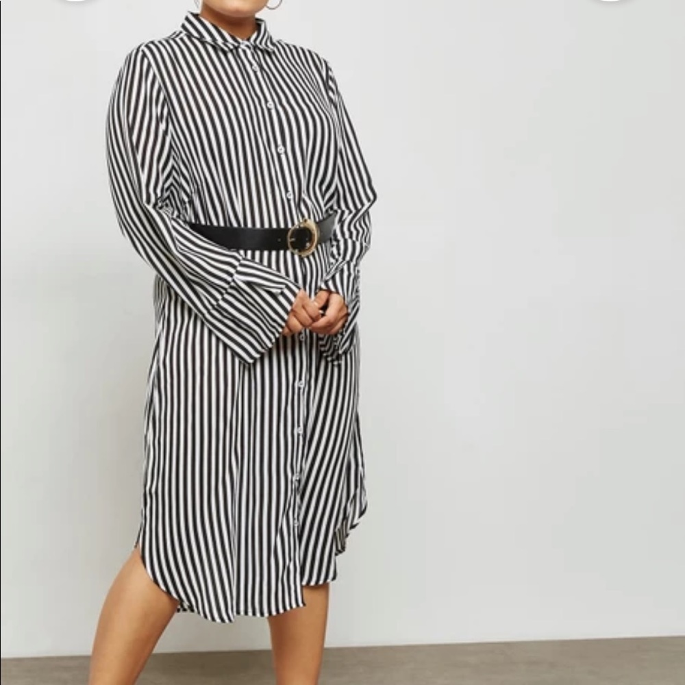 Lost Ink Plus Black and White Striped Long Sleeve Dress New with Tags Nordstrom